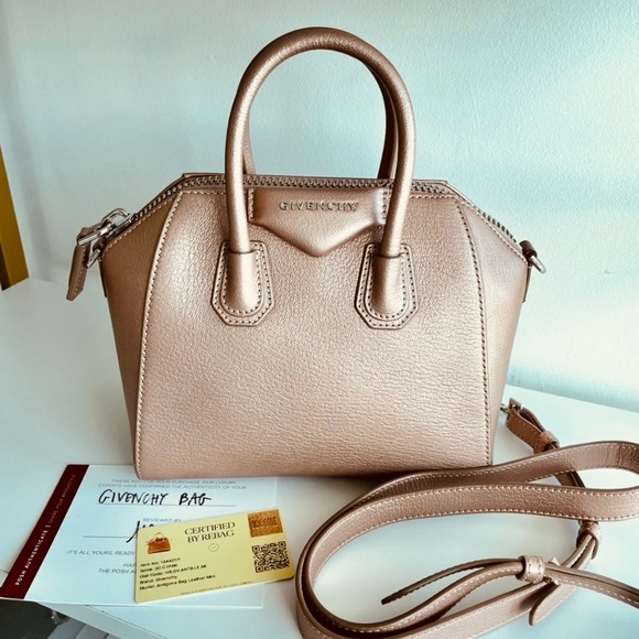 Givenchy Metallic Sugar Goatskin Mini Antigona Rose Gold Light Pink - Picture 2 of 16